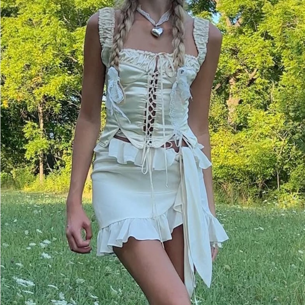 Fait Par Foutch Blue Toile Set (Angelina Corset + Jacqueline Skirt) size xxs - Picture 16 of 16